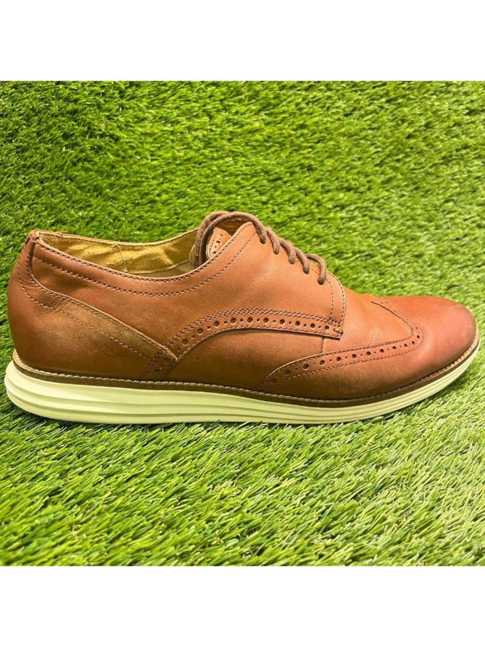 Cole Haan Original Grand Mens Size 13 Brown Classic Lace Up Wingtip Oxford Shoes